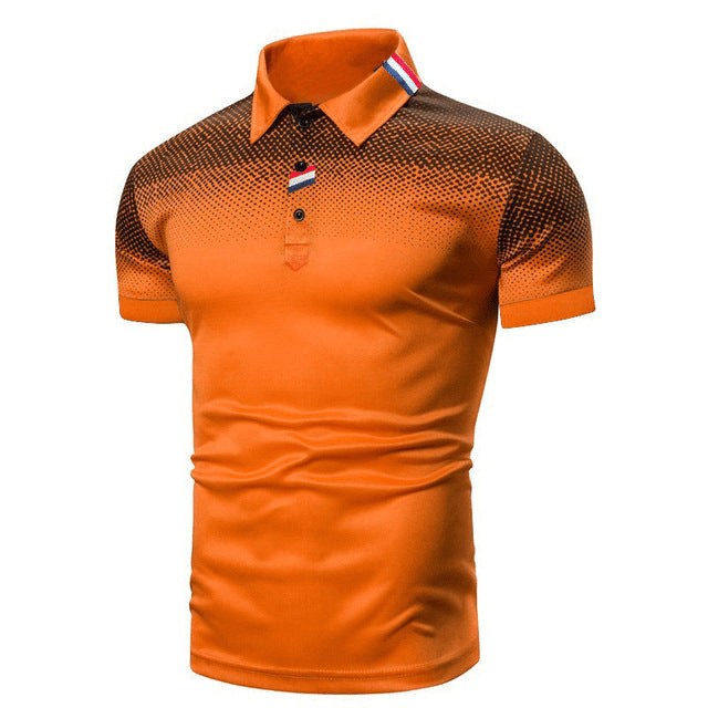 Levoire | Polo Noir Col Côtelé Homme Orange