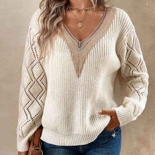 Levoire | Pull en V décontracté ample en tricot pour femmes