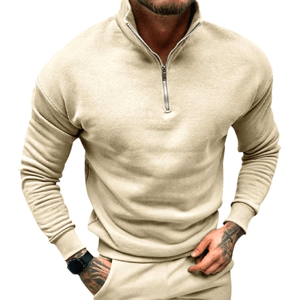 Levoire | Pull Demi-Zip Élégant Homme Abricot