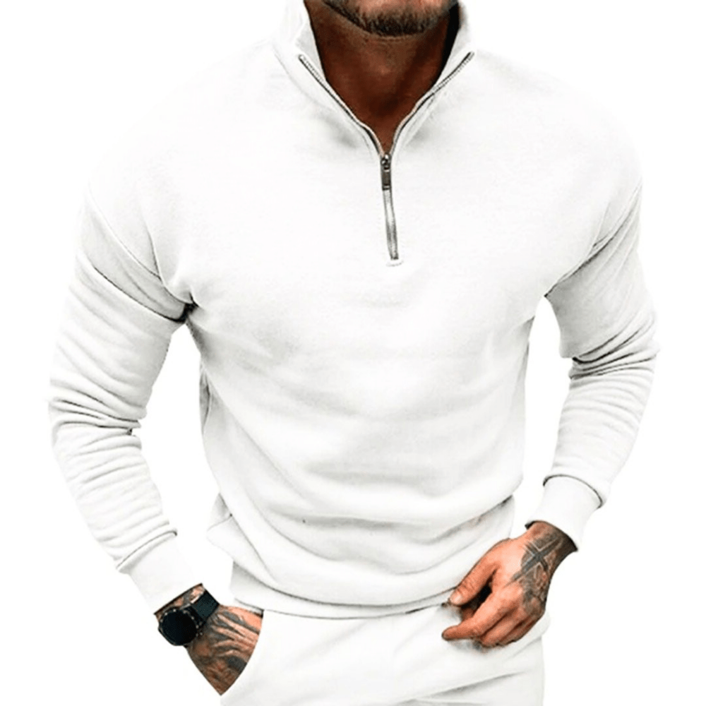 Levoire | Pull Demi-Zip Élégant Homme Blanc