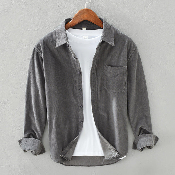 Levoire | Chemise En Velours Rétro Pour Hommes Élégante, Polyvalente & Confortable Anthracite