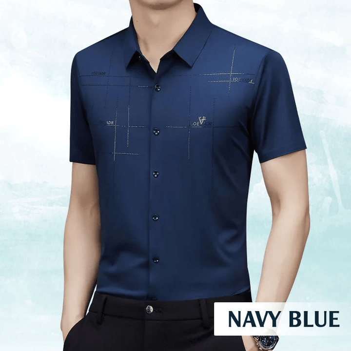 Levoire | Chemise Affaires Soie Glacée Homme Bleu Marine