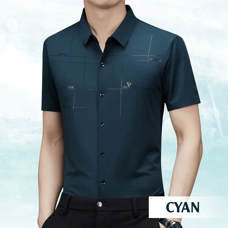 Levoire | Chemise Affaires Soie Glacée Homme Cyan