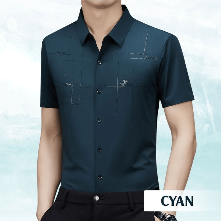 Levoire | Chemise Affaires Soie Glacée Homme Cyan