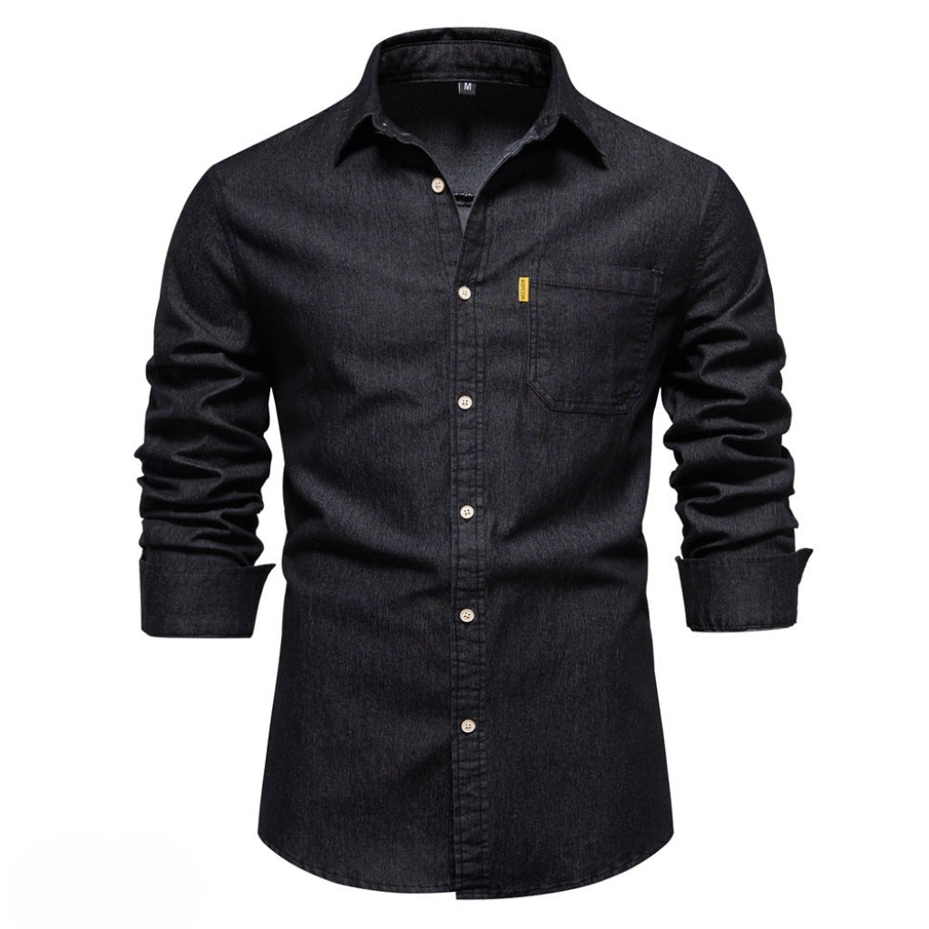 Levoire | Chemise en denim à manches longues avec poche Noir