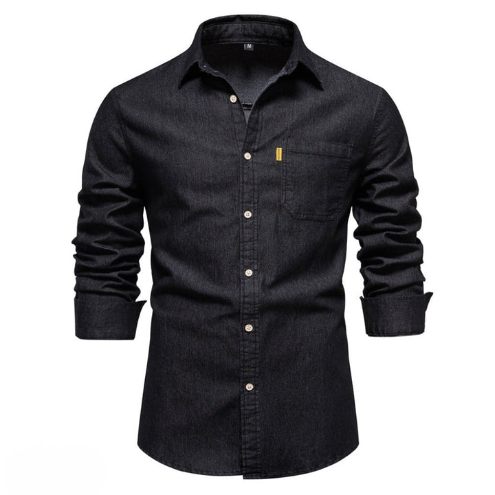 Levoire | Chemise en denim à manches longues avec poche Noir