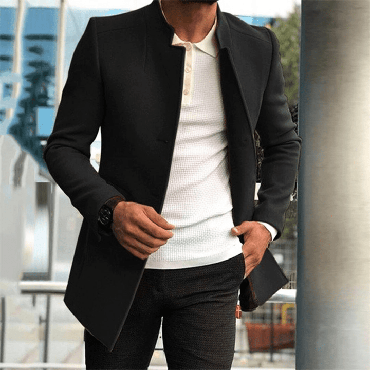 Levoire | Veste Trenchcoat pour hommes avec boutons Veste décontractée élégante Noir