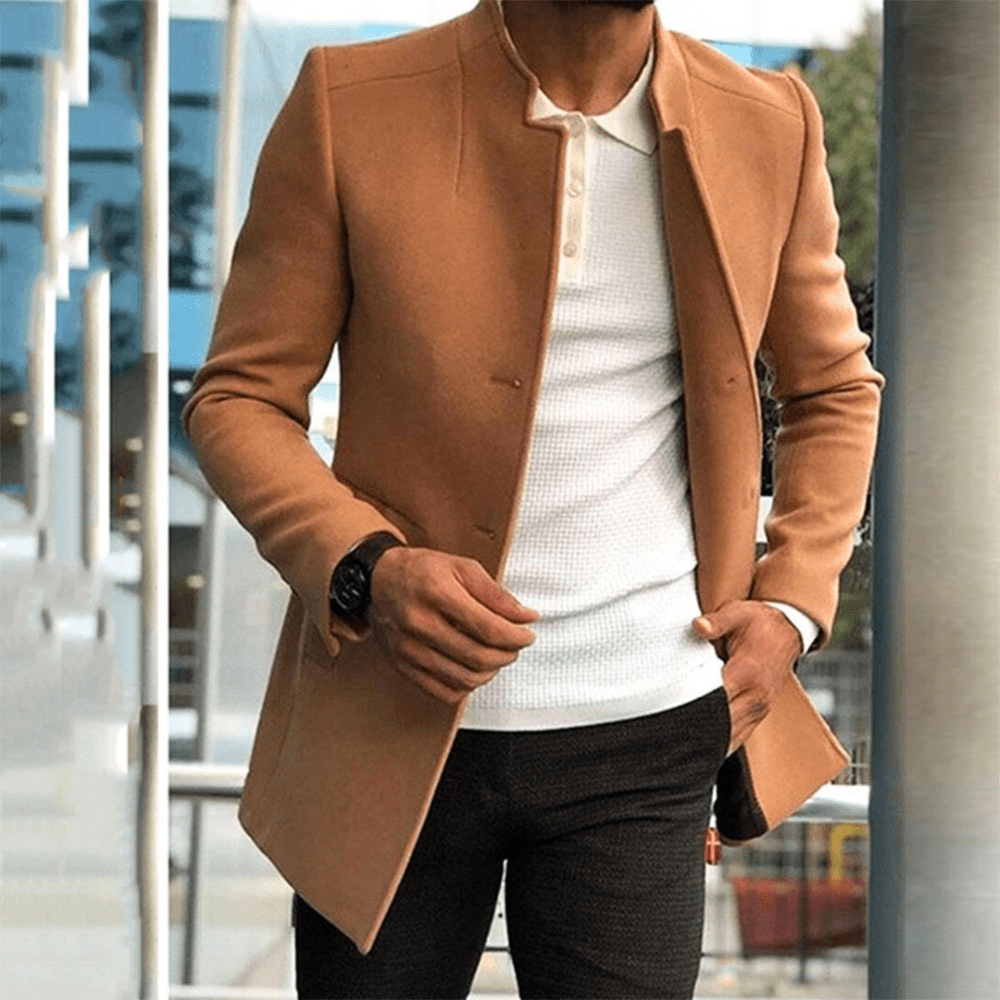 Levoire | Veste Trenchcoat pour hommes avec boutons Veste décontractée élégante Khaki