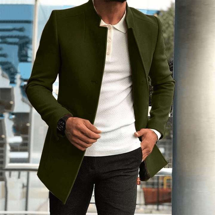 Levoire | Veste Trenchcoat pour hommes avec boutons Veste décontractée élégante vert olive