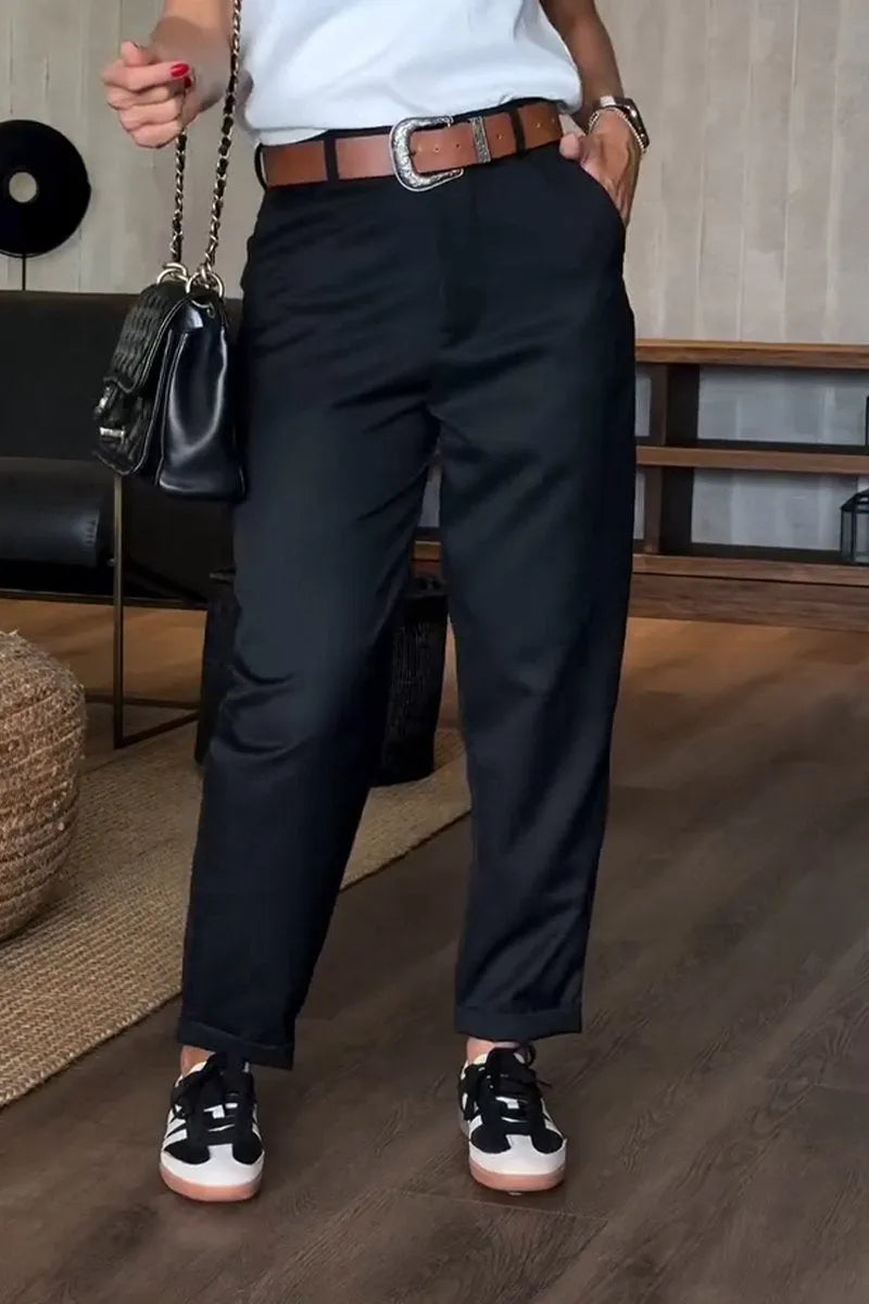 Levoire | Pantalon Tailleur Rayé Élégant Noir