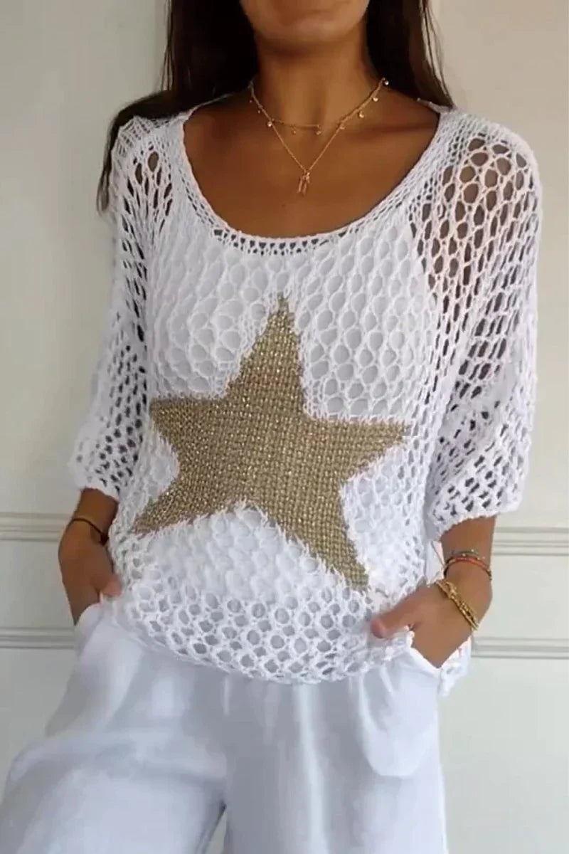Levoire | T-shirts à étoiles tricotés Blanc