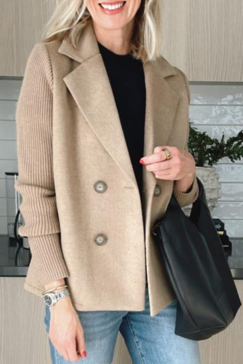 Levoire | Blazer Élégant Avec Manches Contrastées Kaki