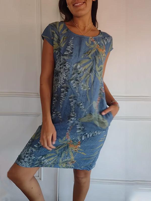 Levoie | Robe confortable à col rond Bleu
