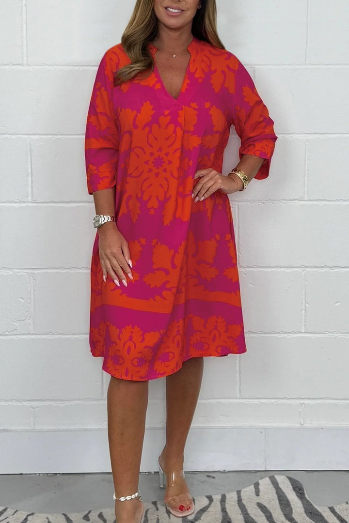 Levoire | Robe Vive À Motif Floral Pour Femmes Orange Et Lila