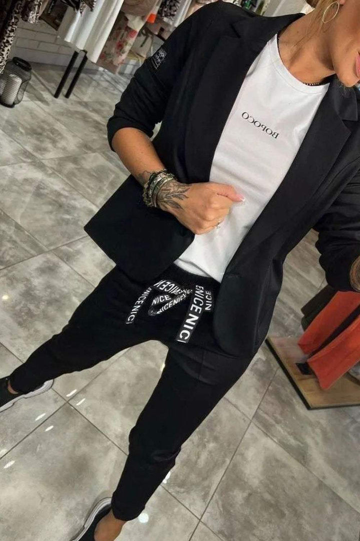 Levoire | Deux Pièces Ensemble Haut Veste Pantalon Lastique Noir - Presque épuisé