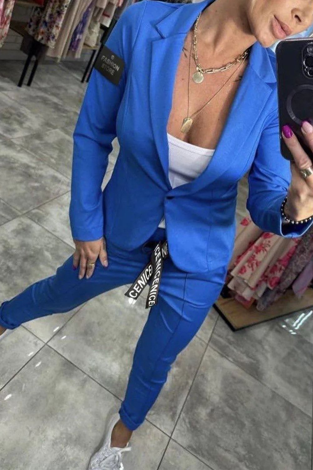 Levoire | Deux Pièces Ensemble Haut Veste Pantalon Lastique Bleu - Almost sold out