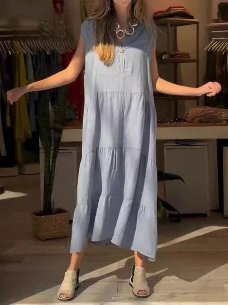 Levoir | Robe en coton et lin Bleu