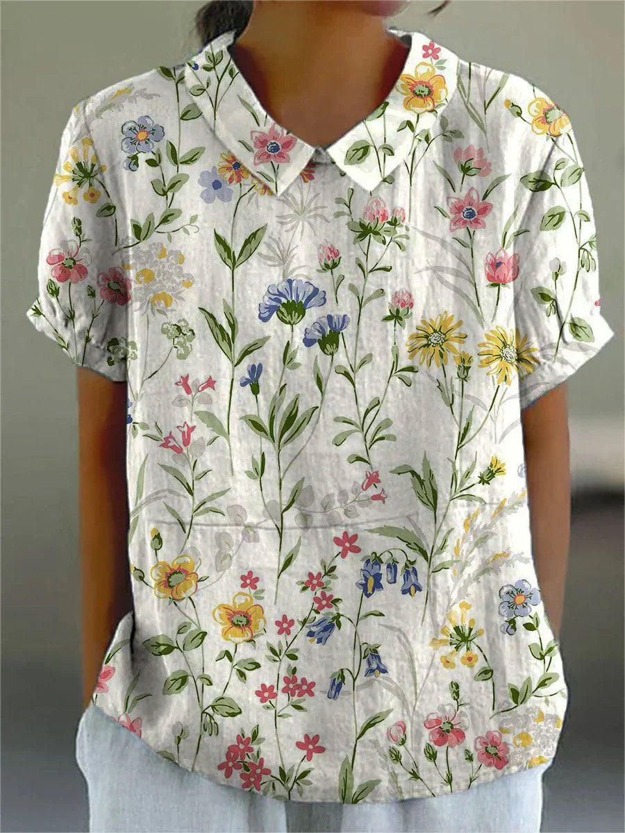 Levoire | Chemise à imprimé floral rétro pour femmes Fleur