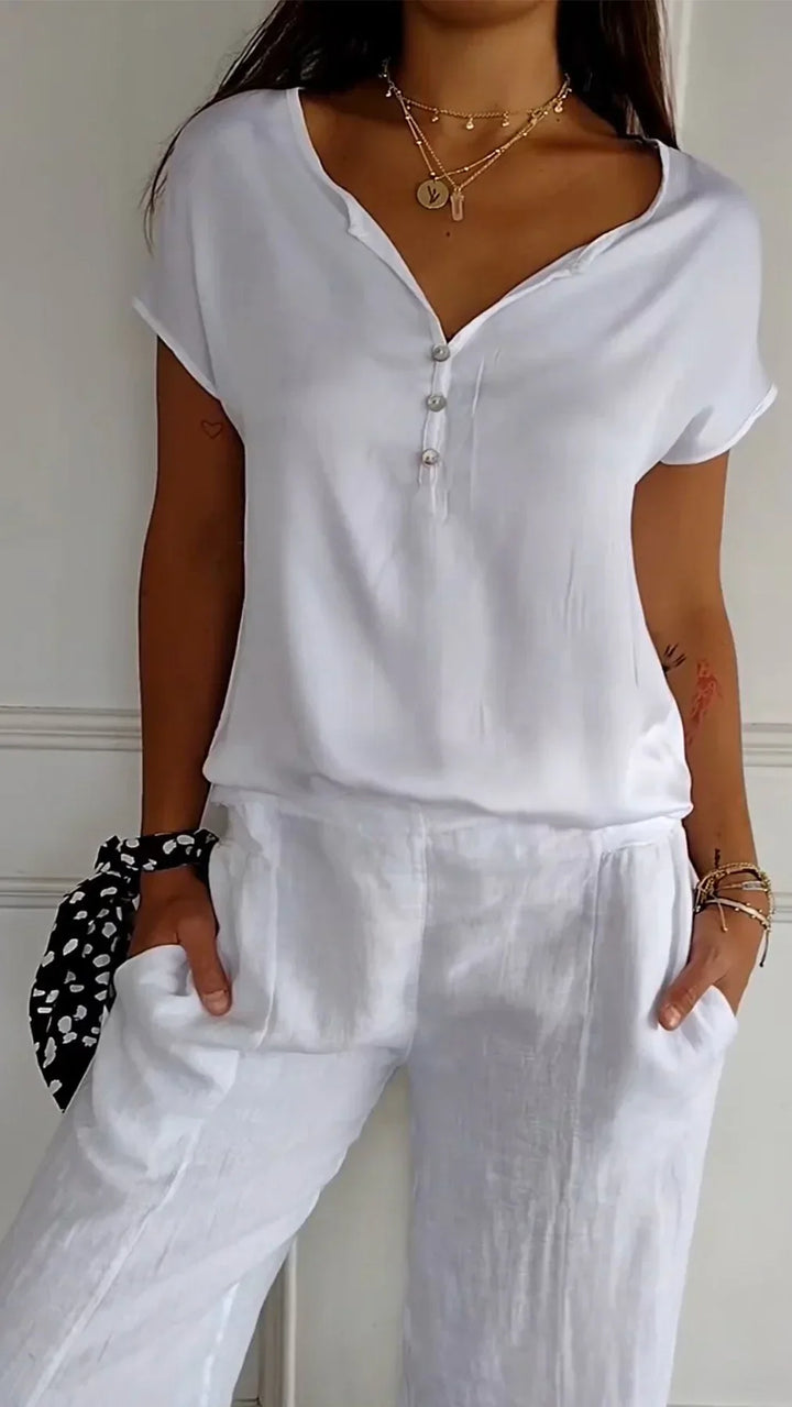 Levoire | T-Shirt À Col En V Tendance Pour Femmes Blanc