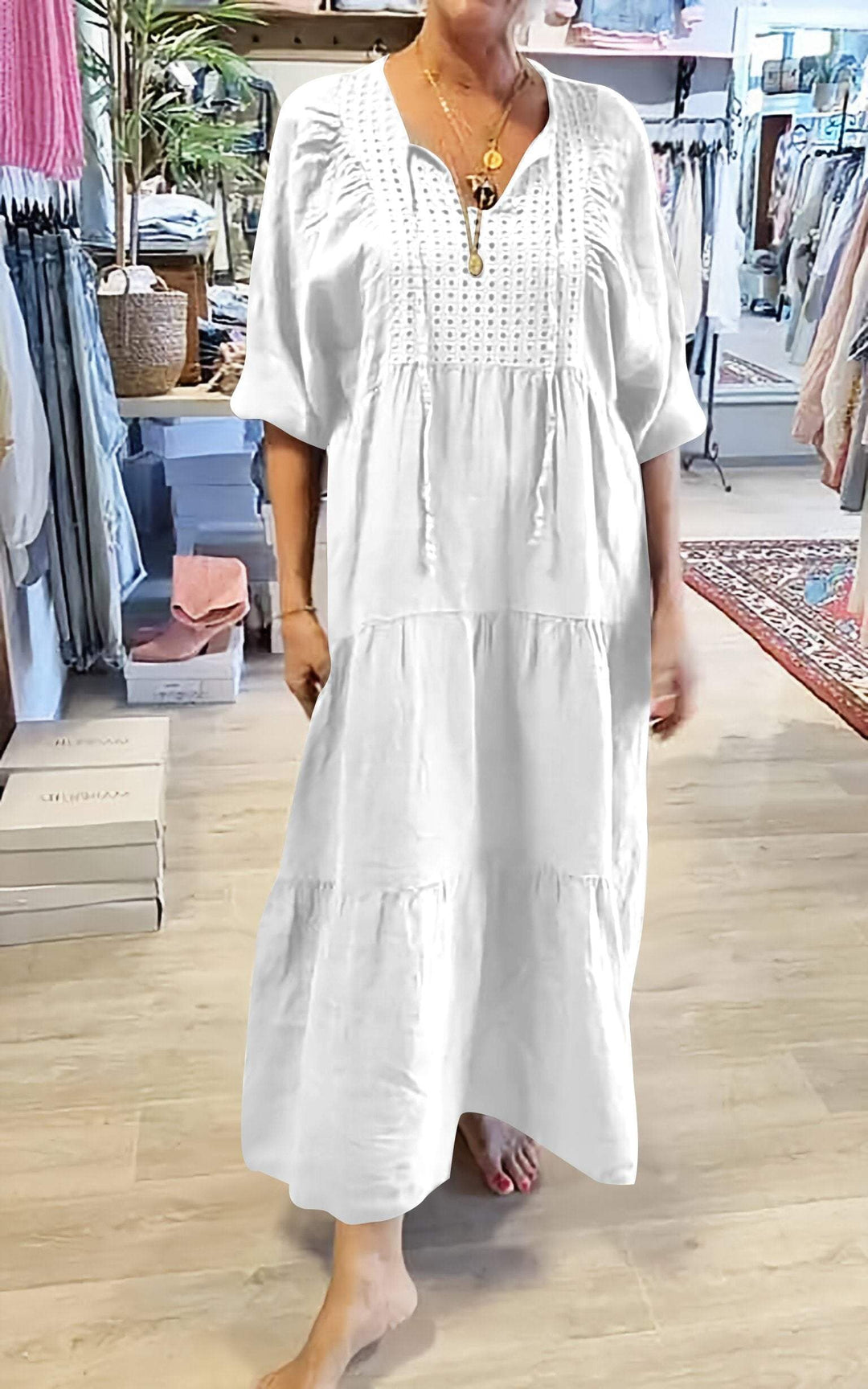 Levoire | Robe à décolleté en V Relaxante Blanc