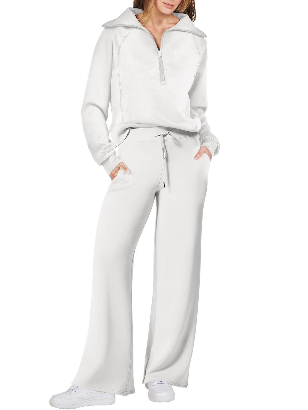Levoire | Zip & Relax : Ensemble Deux Pièces Avec Manches Longues Blanc