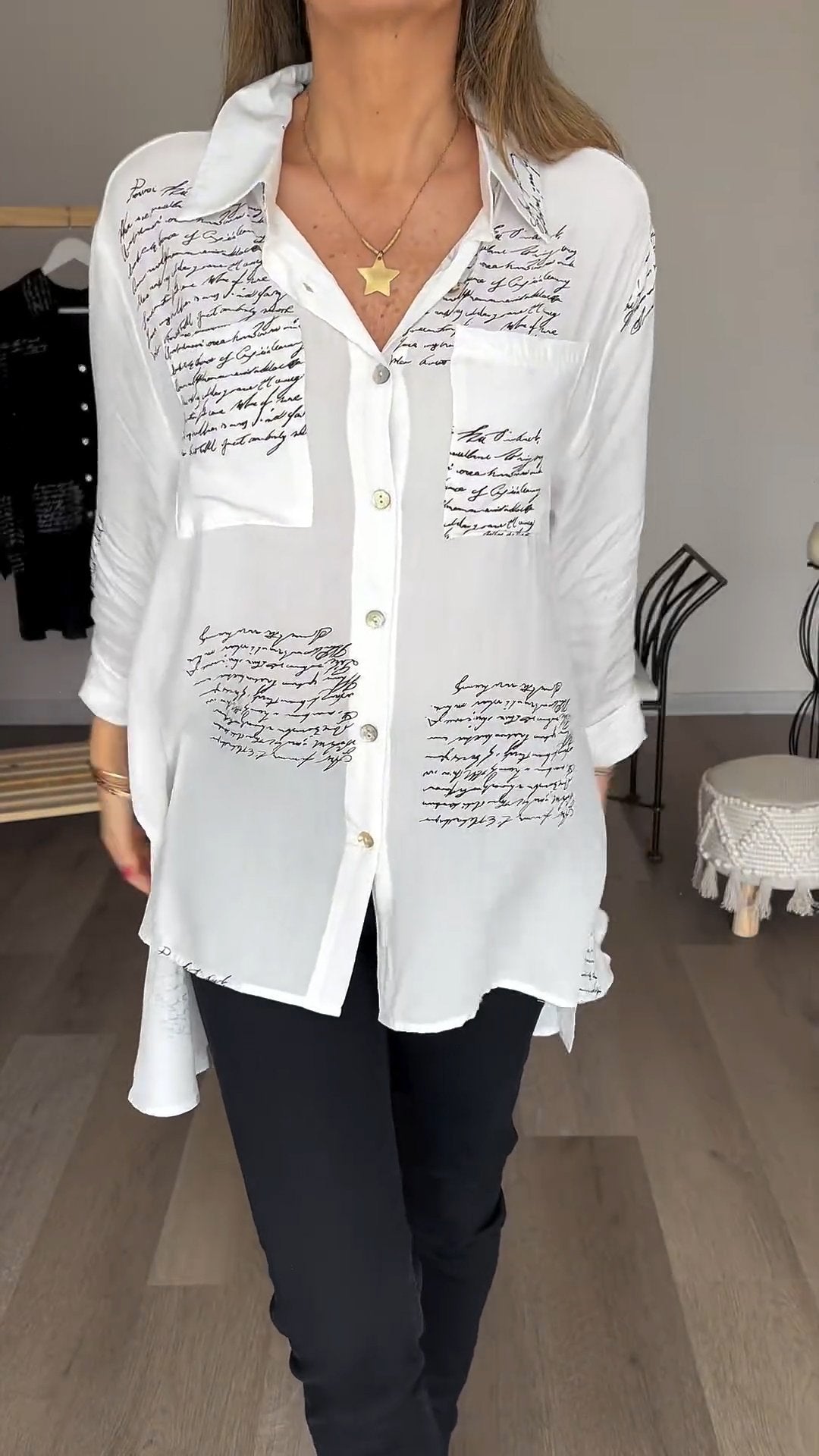 Levoire | Chemise Confortable Avec Impression De Lettres Blanc