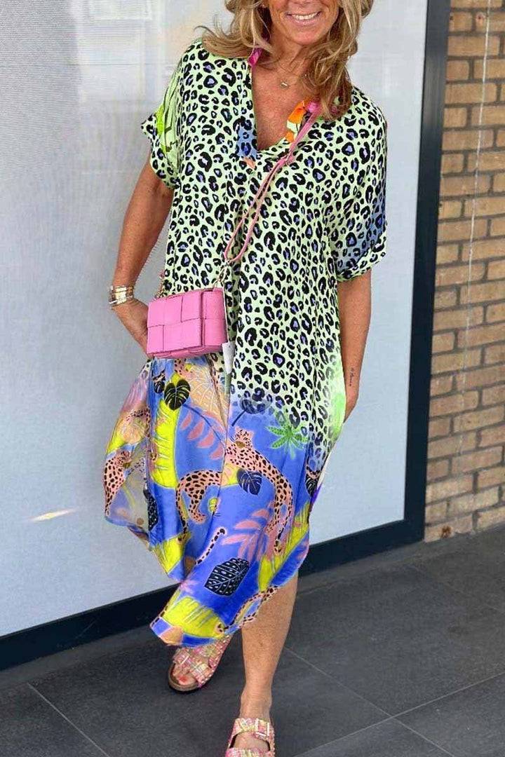 Levoire | Robe de loisirs avec motif léopard Vert