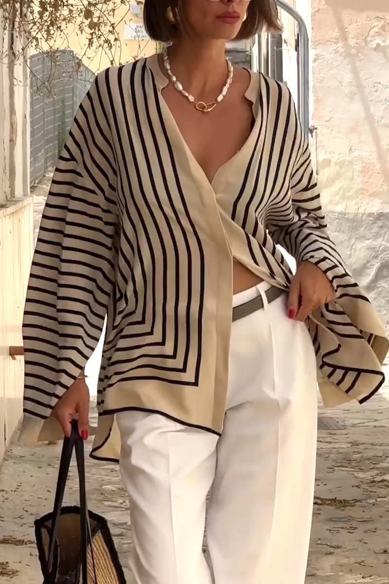 Levoire | Rayé, T-Shirt Respirant À Manches Longues Khaki