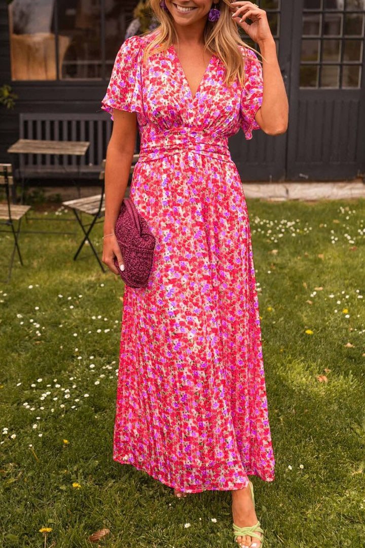 Levoire | Robe Longue Fleurie Élégante Et Aérienne Rose foncé