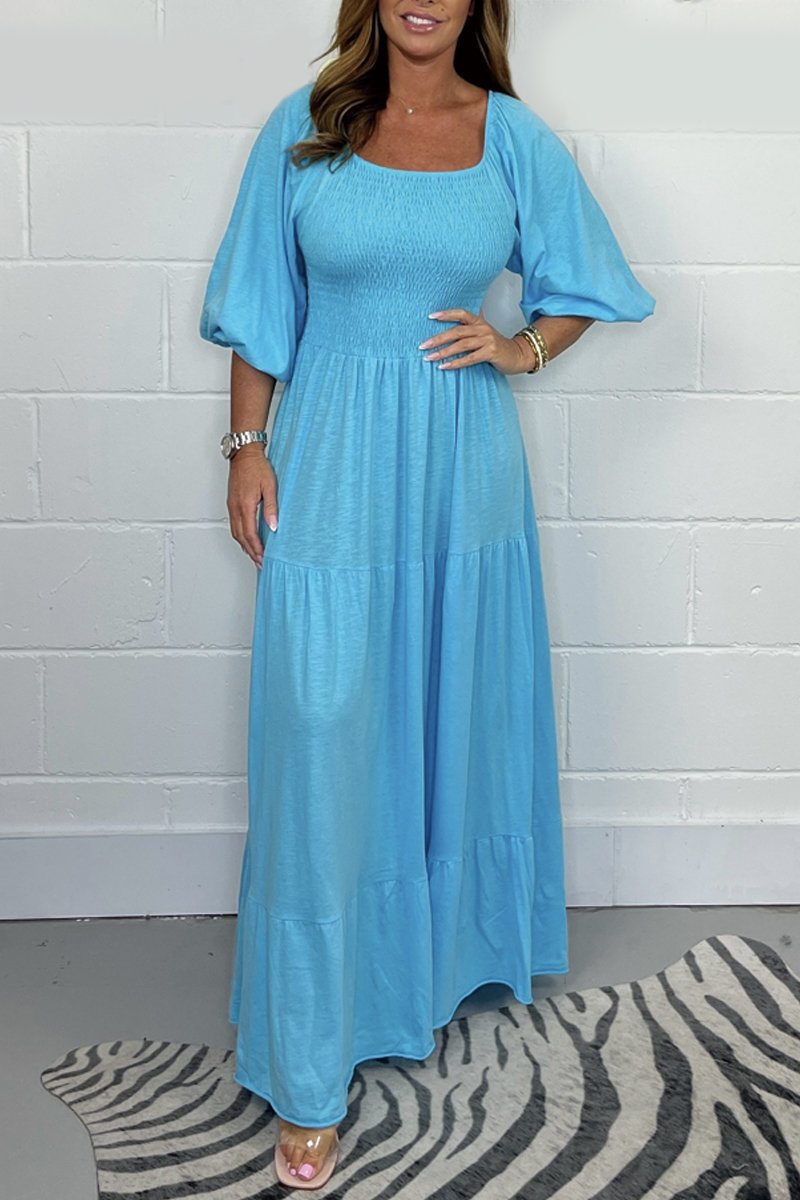 Levoire | Robe Avec Empiècement De Taille Uni Bleu