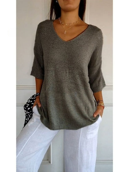 Levoire | Haut confortable à décolleté en V Gris