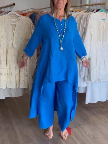 Levoire | Robe en lin unie Bleu noix