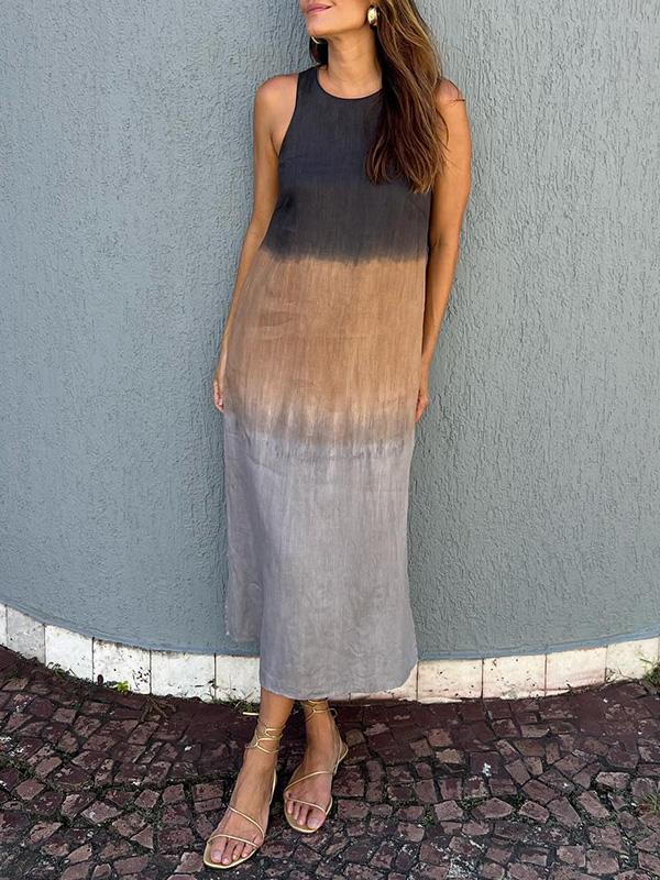 Levoire | Robe Longue Élégante Avec Imprimé Tie-Dye Gris