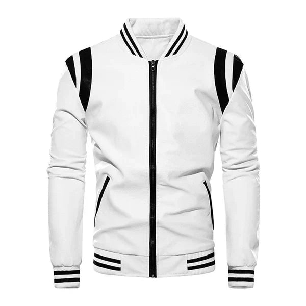 Levoire | Veste De Baseball En Cuir Pour Hommes Luxueuse Et Durable Blanc