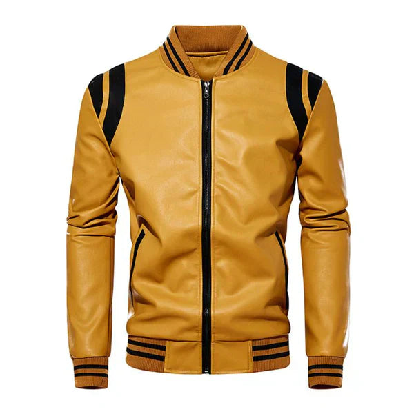 Levoire | Veste De Baseball En Cuir Pour Hommes Luxueuse Et Durable Jaune