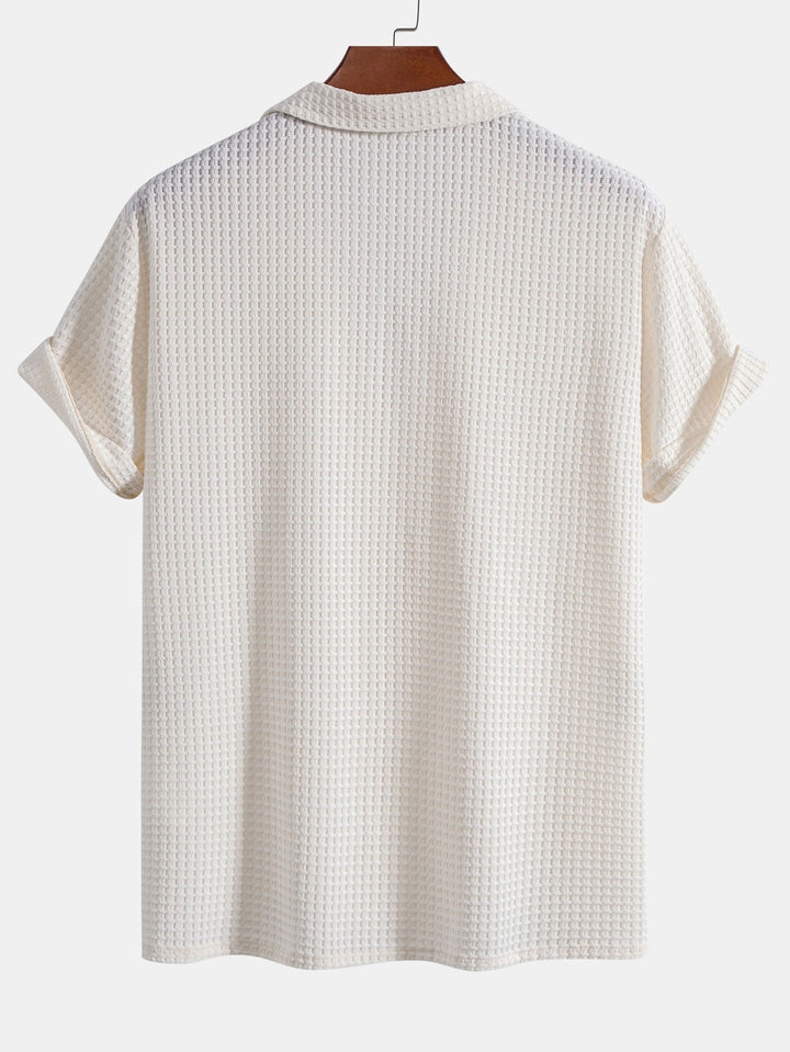 Levoire | Haut À Manches T-Shirt Waffle Cubain & Pantalons En Lin À Jambes Droites
