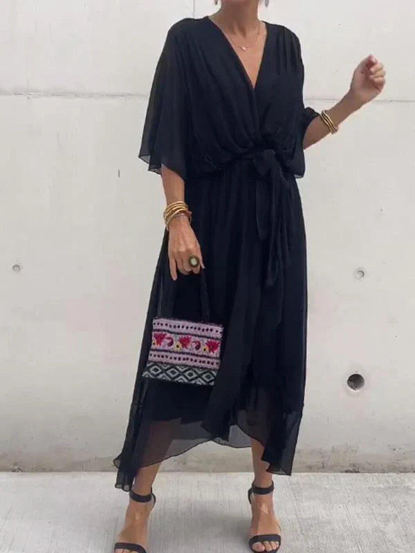 Levoire | Robe Fluide À Col En V Élégante Noir
