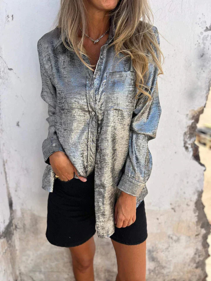 Levoire | Chemise En Cuir Suédé Décontractée Avec Col Tendance Bronze