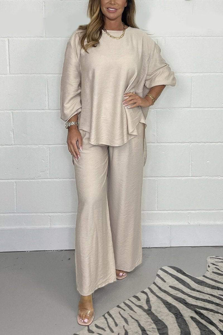 Levoire | Encolure ronde Robe à manches longues Beige