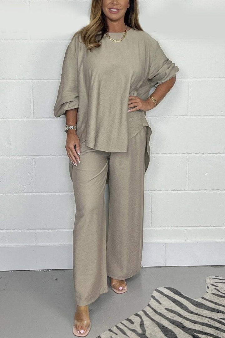 Levoire | Encolure ronde Robe à manches longues Khaki