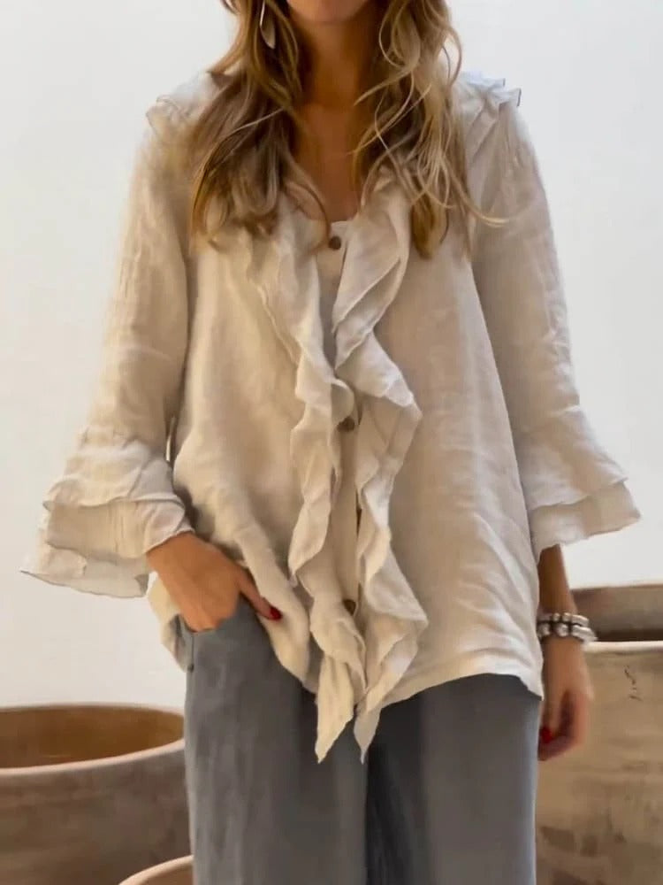 Levoire | Chemisier de loisir à fronces pour femmes Hauts Beige
