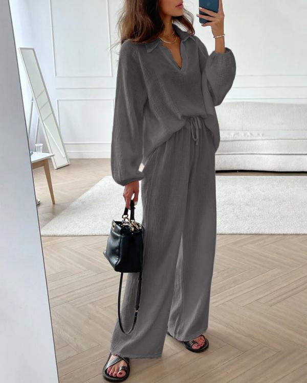 Levoire | Ensemble Rentoa, Avec Une Chemise Ample Et Un Pantalon Bootcut Questions gris