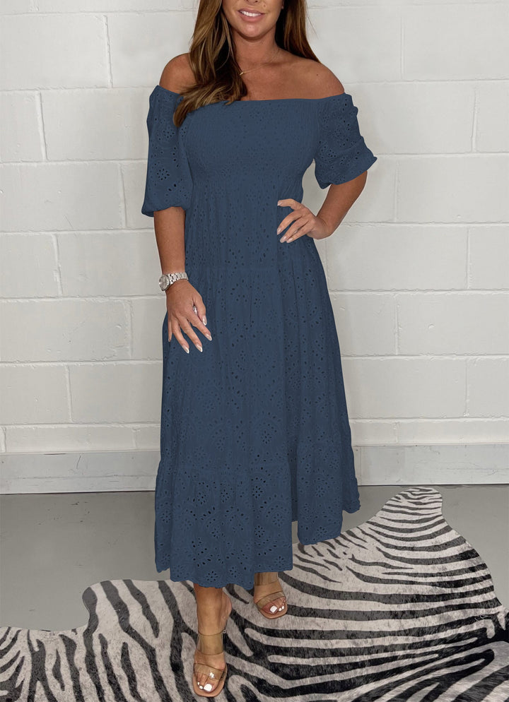 Levoire | Robe Brodée Décontractée Bleu marine