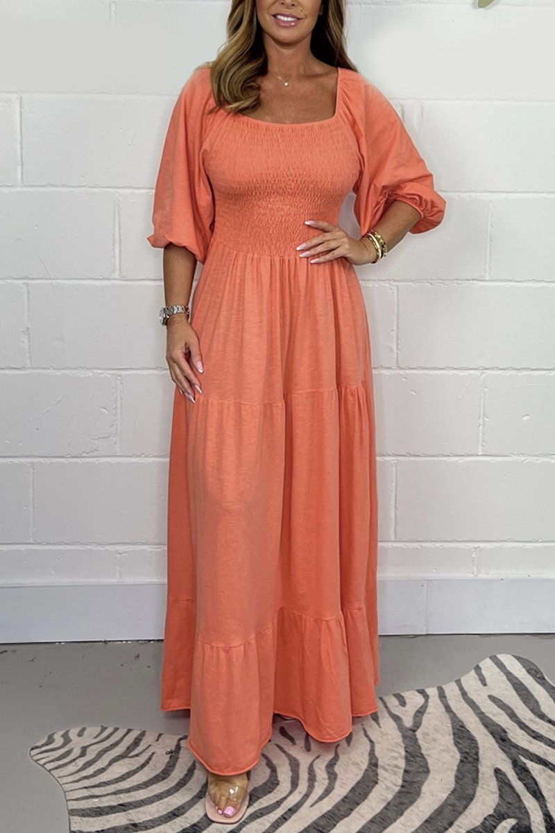 Levoire | Robe Avec Empiècement De Taille Uni Orange