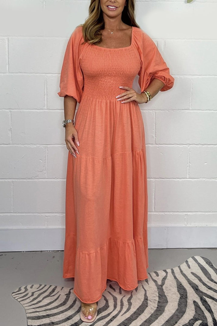 Levoire | Robe Avec Empiècement De Taille Uni Orange