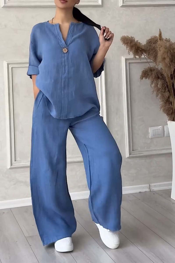Levoire | Haut À Manches Longues Et Ensemble De Pantalons Pour Femmes Bleu