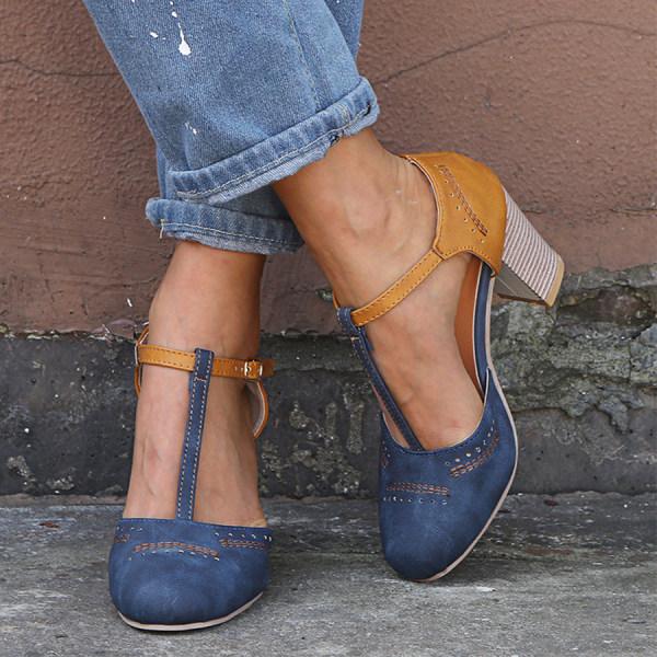 Levoire | Sandales rétro pour femmes à talons hauts Blau