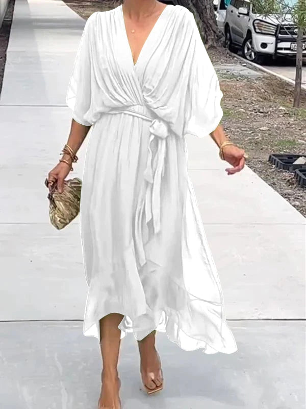 Levoire | Robe À Col V – Thyra Blanc