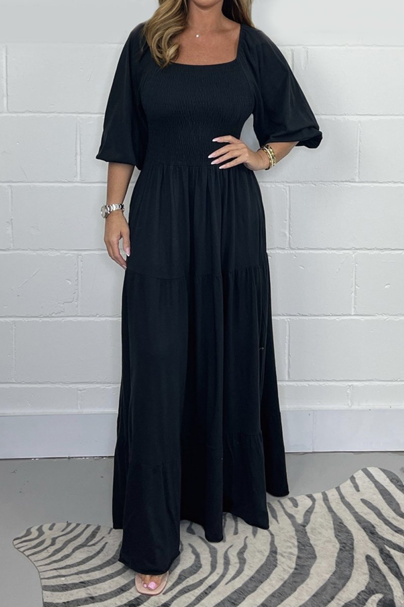Levoire | Robe Avec Empiècement De Taille Uni Noir
