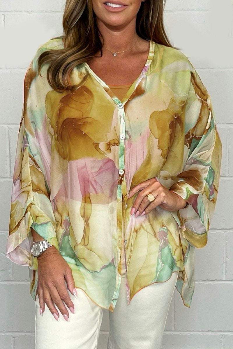 Levoire | Blouse Légère Élégante Avec Imprimé Pour Femmes Marron et rose